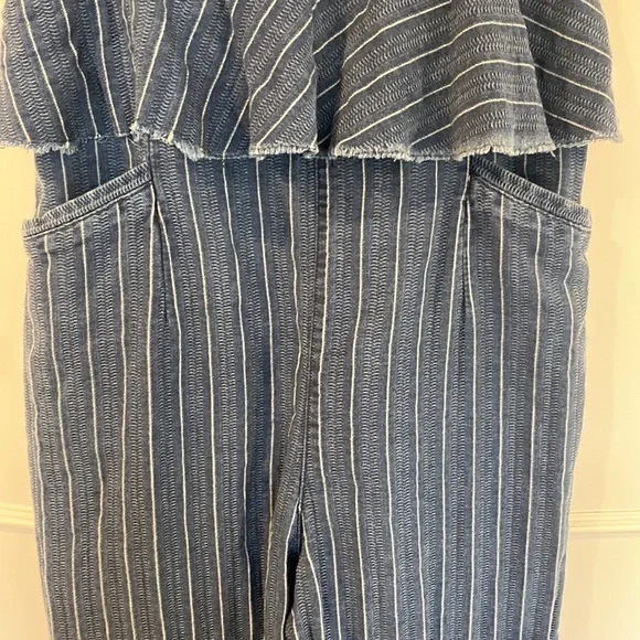 Anthropologie Ett:twa Peplum Striped Denim Jumpsuit Size Small - Picture 5 of 15